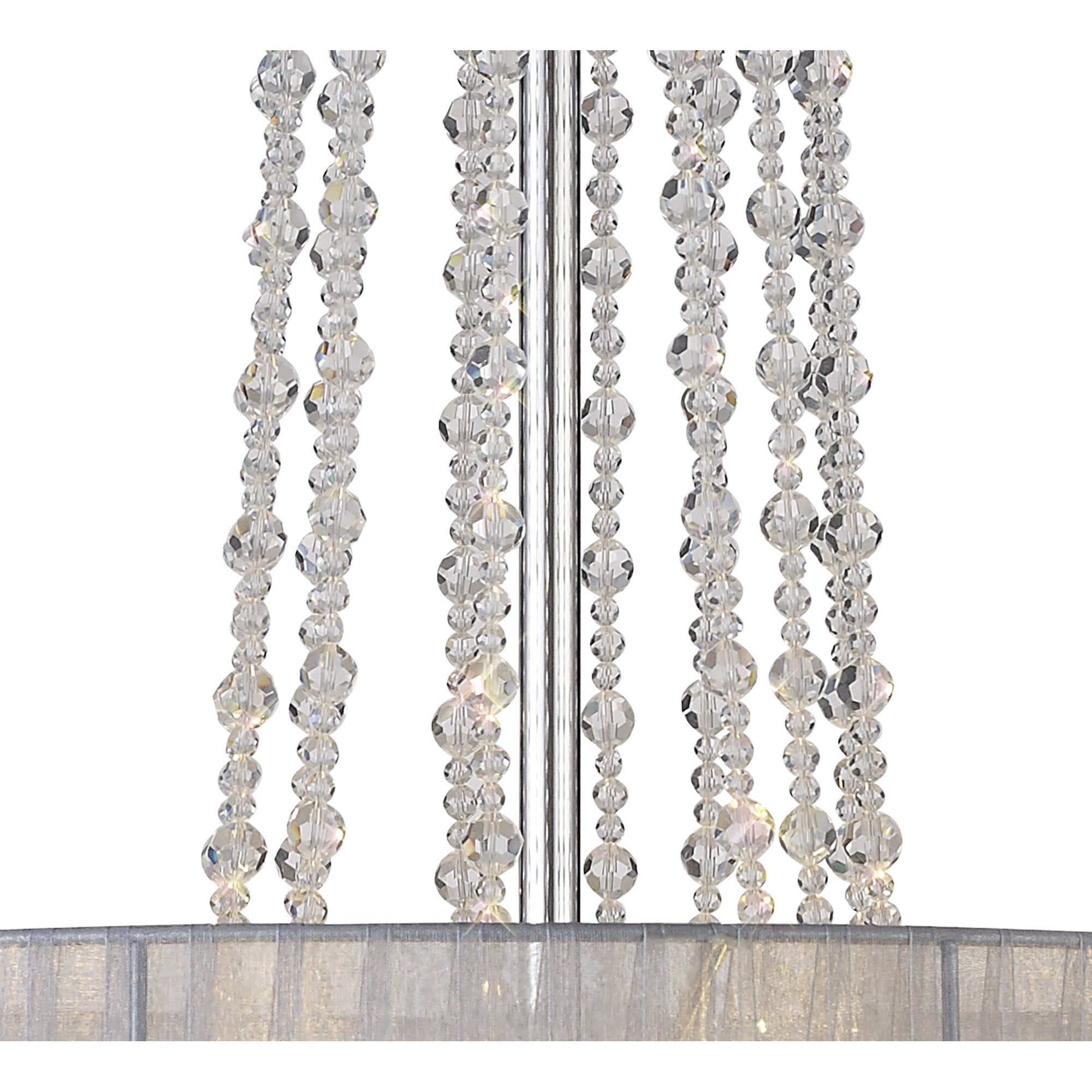 IL31748/GY Freida Pendant Grey Shade 6 Light E14 Polished Chrome/Crystal