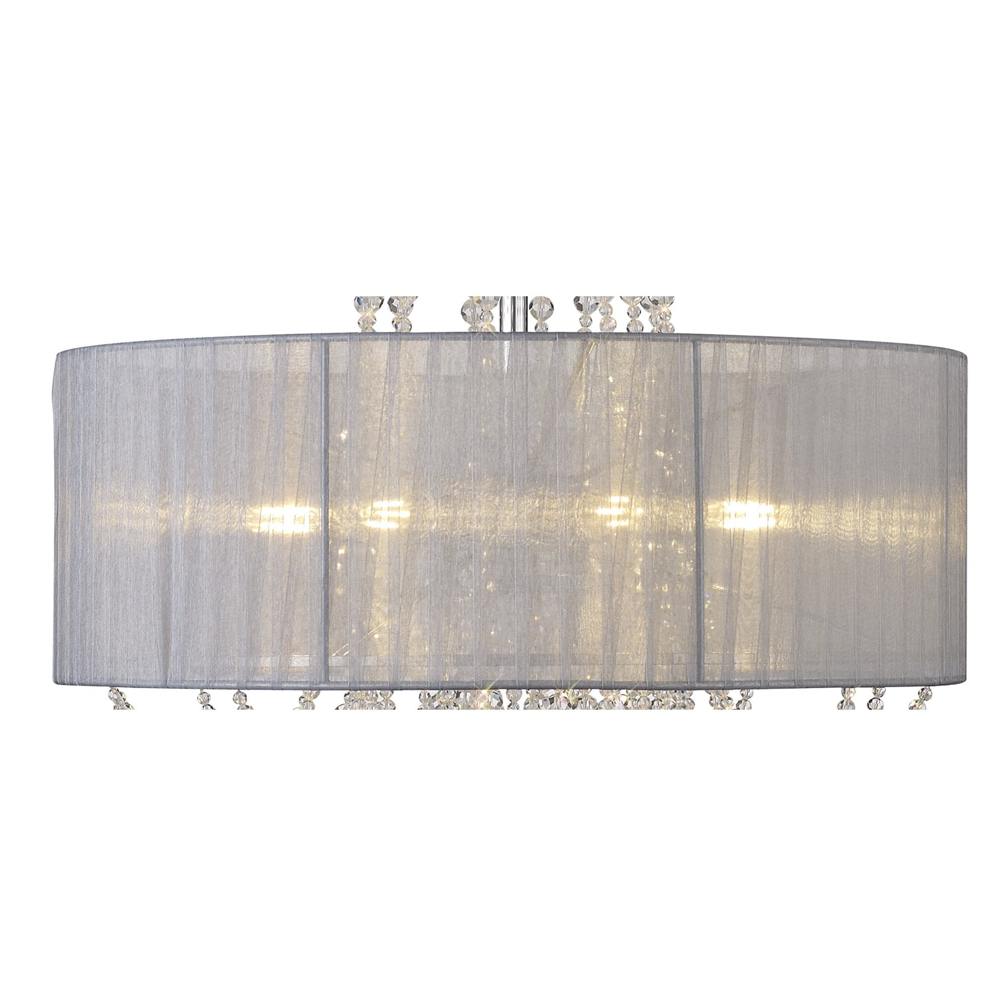 IL31748/GY Freida Pendant Grey Shade 6 Light E14 Polished Chrome/Crystal