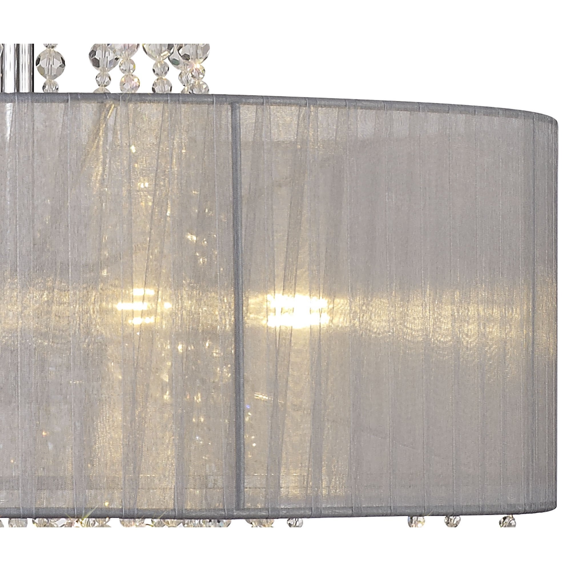 IL31748/GY Freida Pendant Grey Shade 6 Light E14 Polished Chrome/Crystal