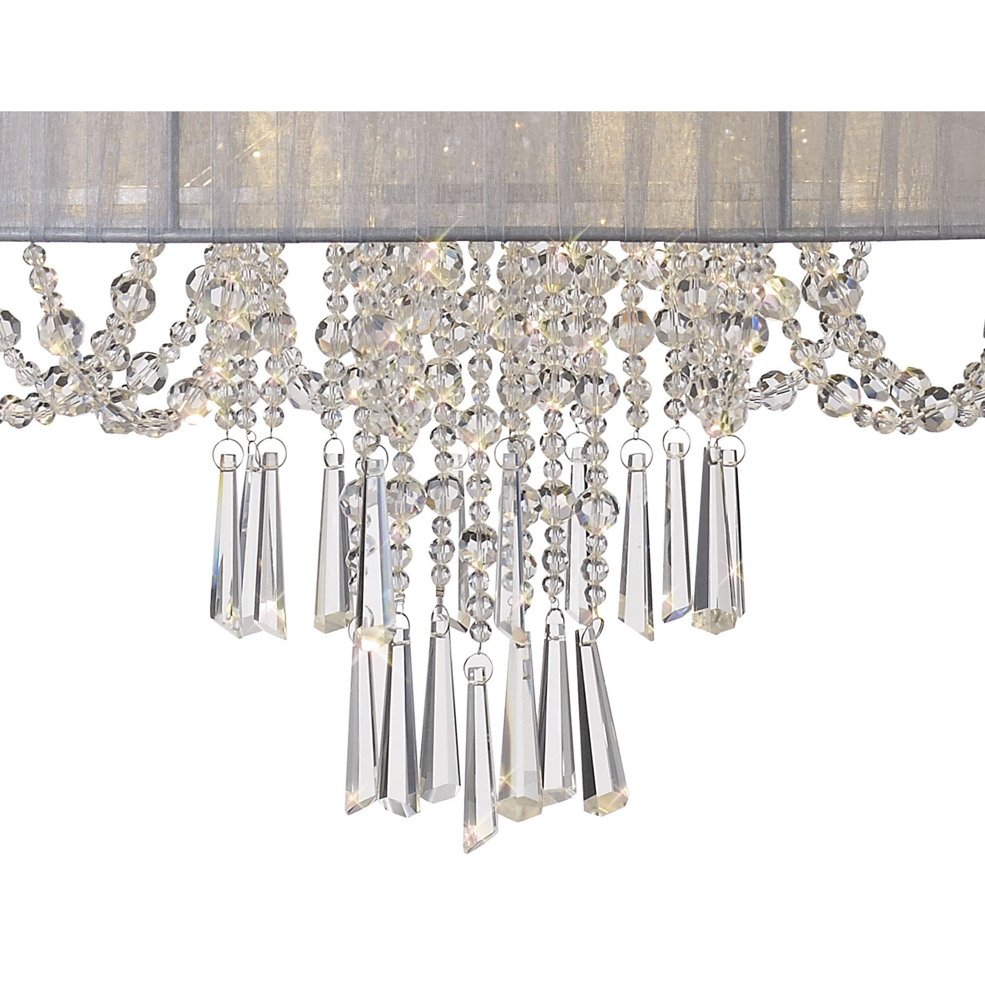 IL31748/GY Freida Pendant Grey Shade 6 Light E14 Polished Chrome/Crystal