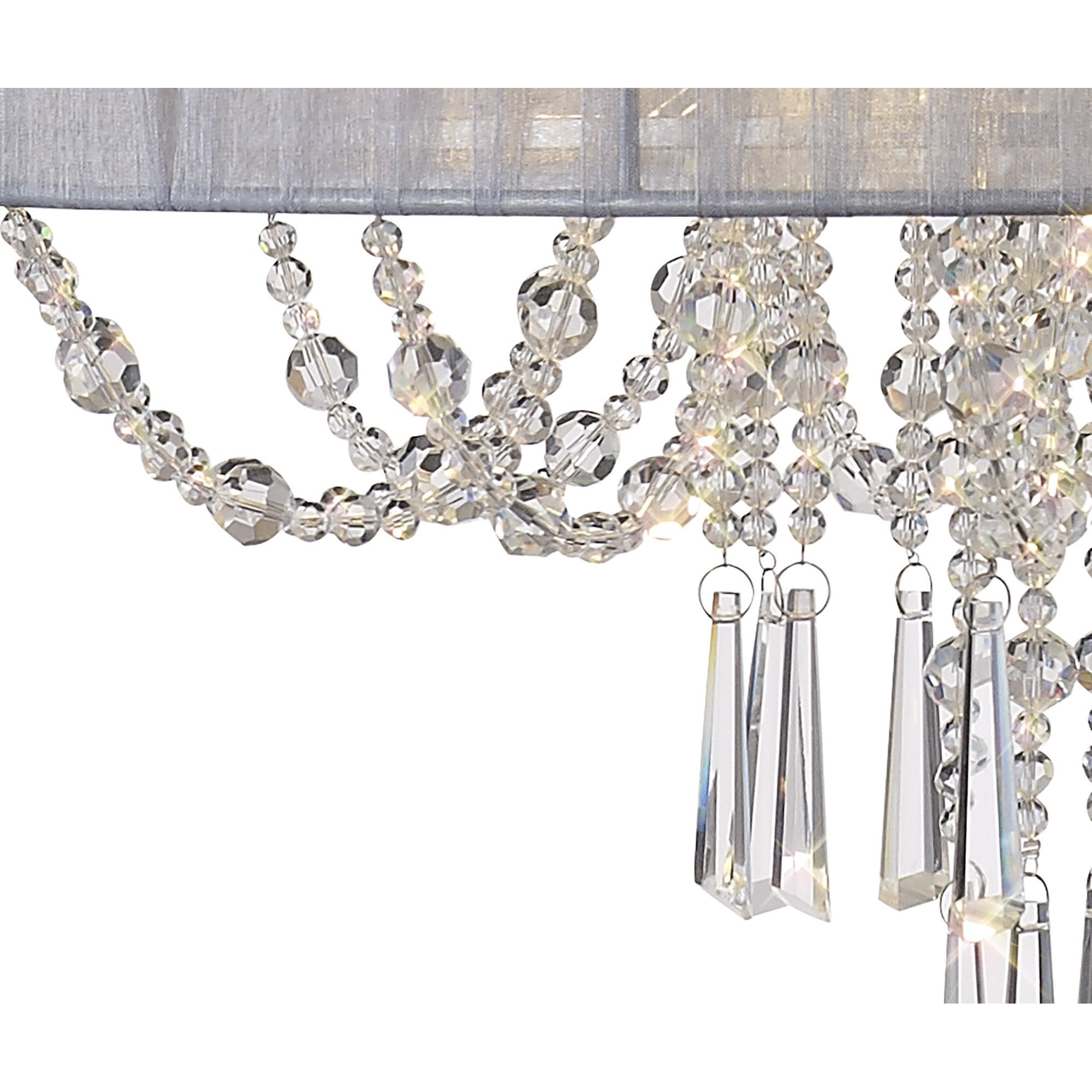 IL31748/GY Freida Pendant Grey Shade 6 Light E14 Polished Chrome/Crystal
