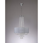 IL31748/GY Freida Pendant Grey Shade 6 Light E14 Polished Chrome/Crystal