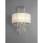 IL31746 Freida Wall Lamp White Shade 2 Light E14 Polished Chrome/Crystal