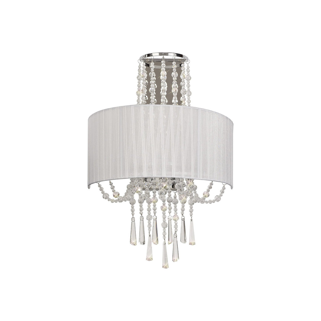 IL31746 Freida Wall Lamp White Shade 2 Light E14 Polished Chrome/Crystal