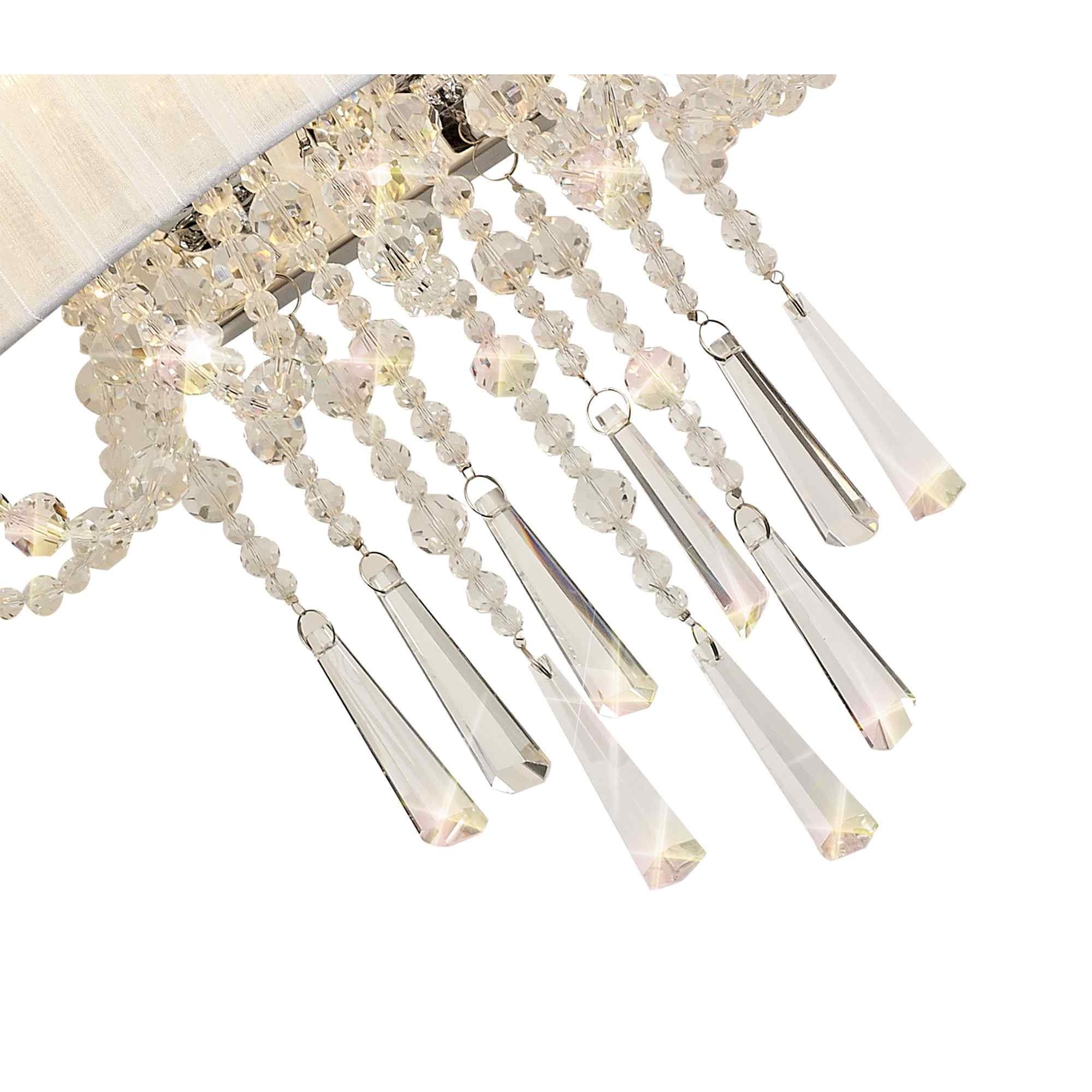 IL31746 Freida Wall Lamp White Shade 2 Light E14 Polished Chrome/Crystal