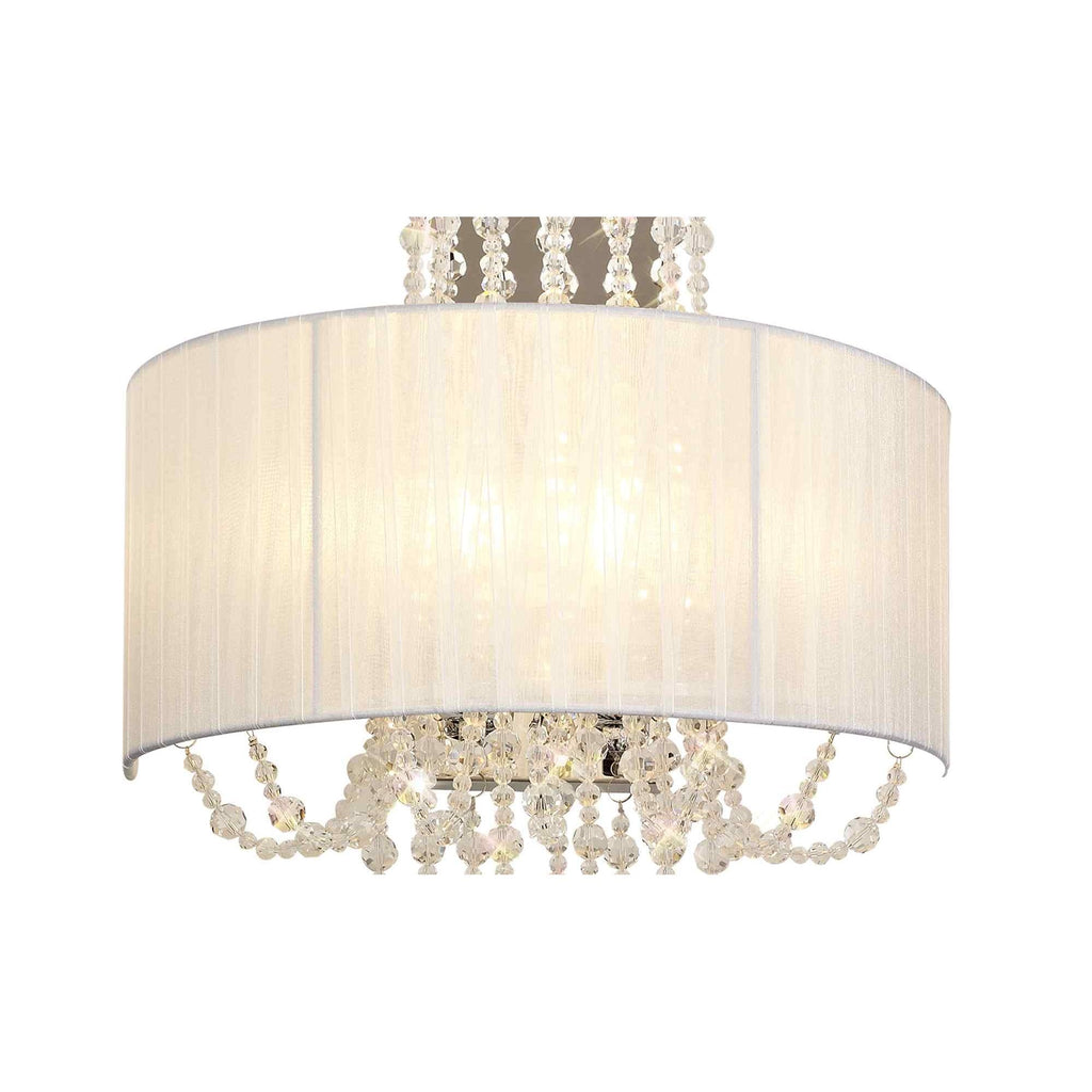 IL31746 Freida Wall Lamp White Shade 2 Light E14 Polished Chrome/Crystal