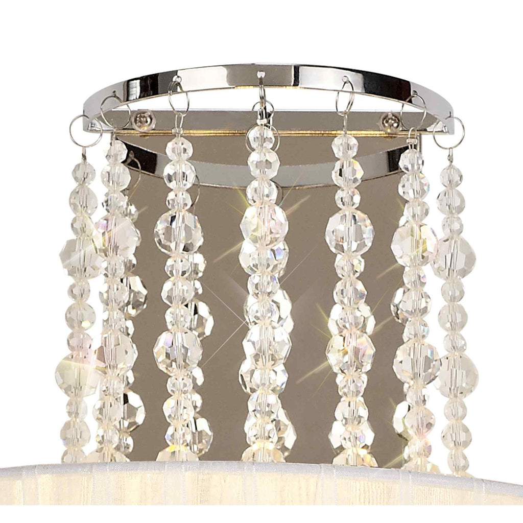 IL31746 Freida Wall Lamp White Shade 2 Light E14 Polished Chrome/Crystal