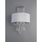 IL31746 Freida Wall Lamp White Shade 2 Light E14 Polished Chrome/Crystal