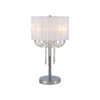 IL31749 Freida Table Lamp White Shade 3 Light E14 Polished Chrome/Crystal