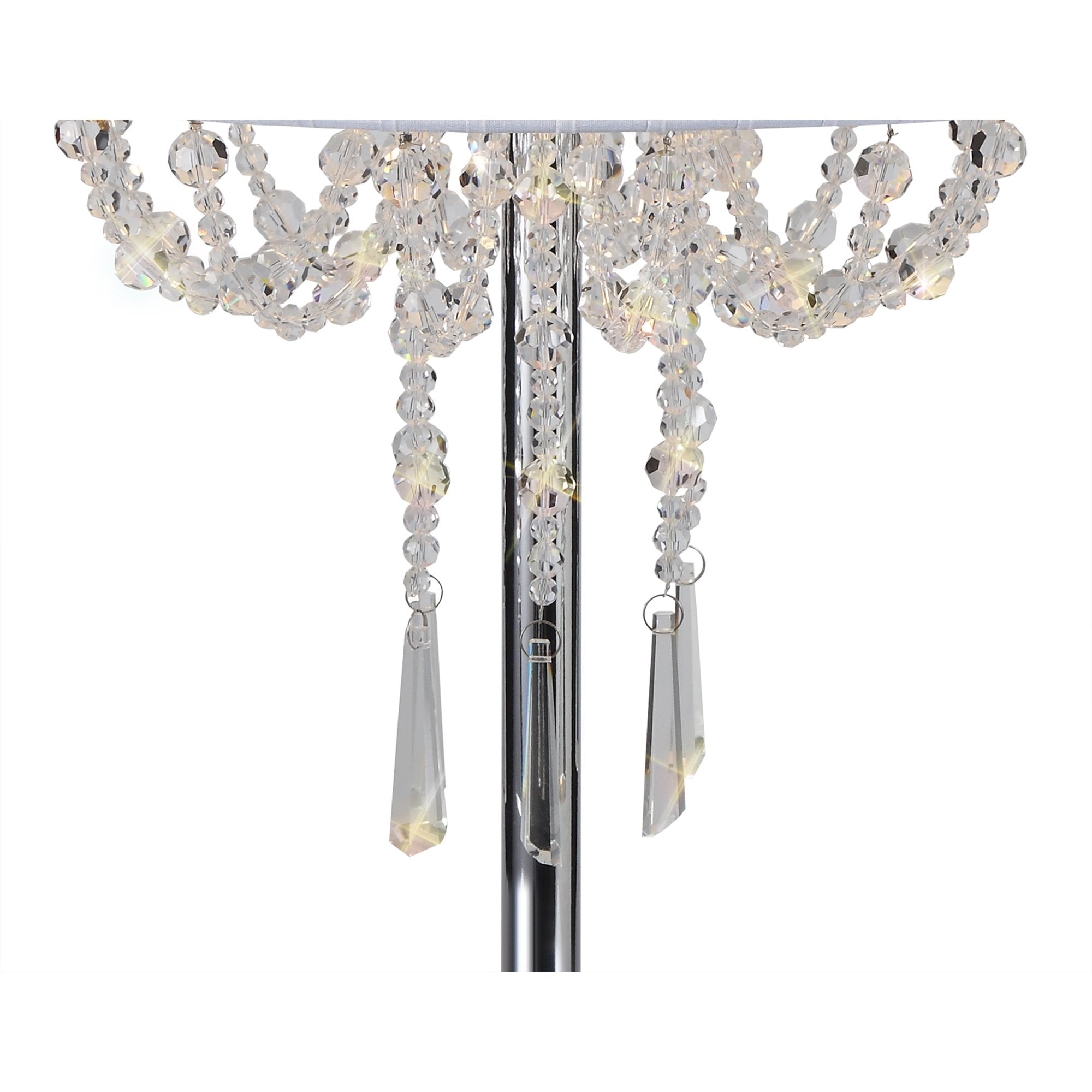 IL31749 Freida Table Lamp White Shade 3 Light E14 Polished Chrome/Crystal