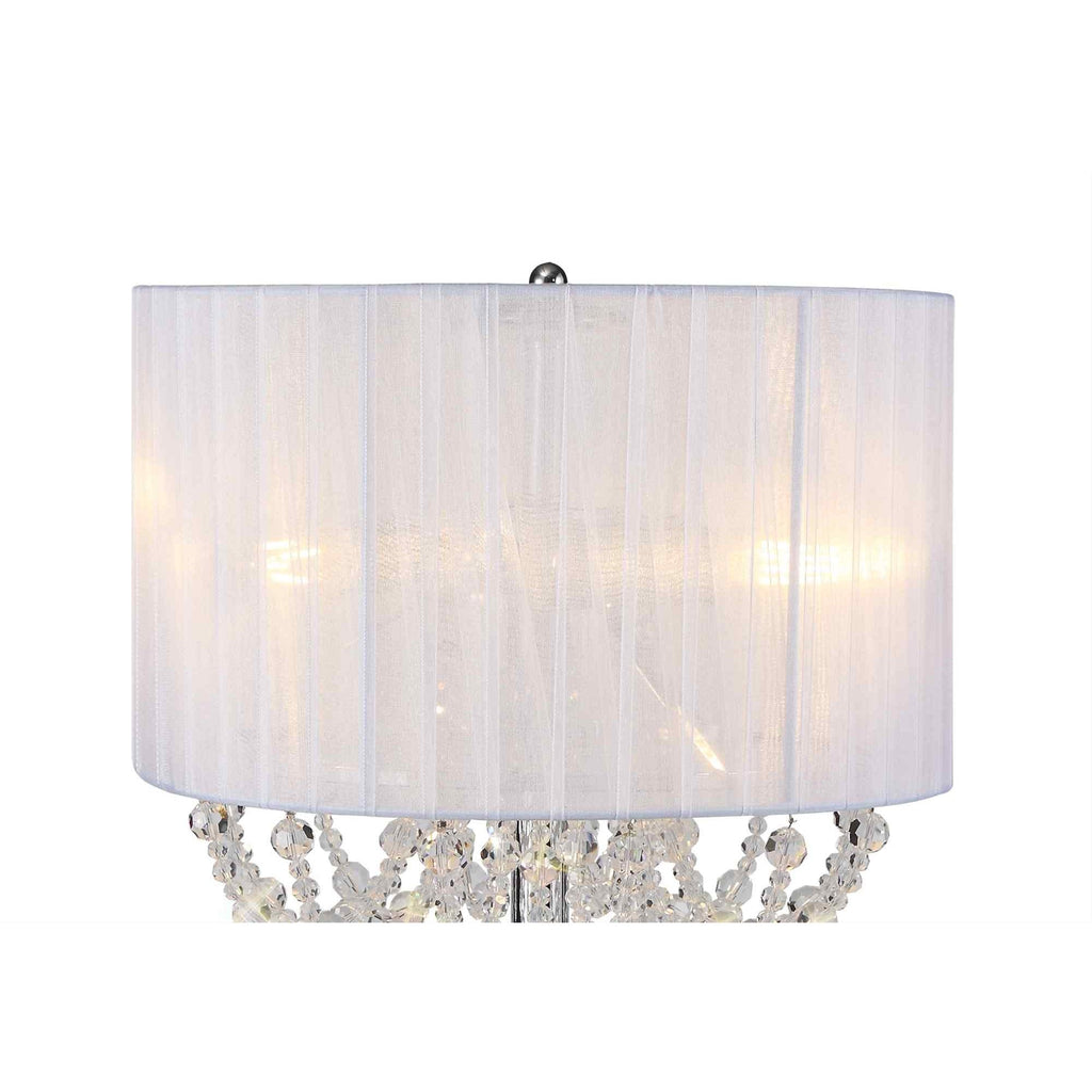IL31749 Freida Table Lamp White Shade 3 Light E14 Polished Chrome/Crystal