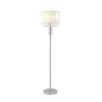 IL31762 Freida Floor Lamp White Shade 3 Light E14 Polished Chrome/Crystal