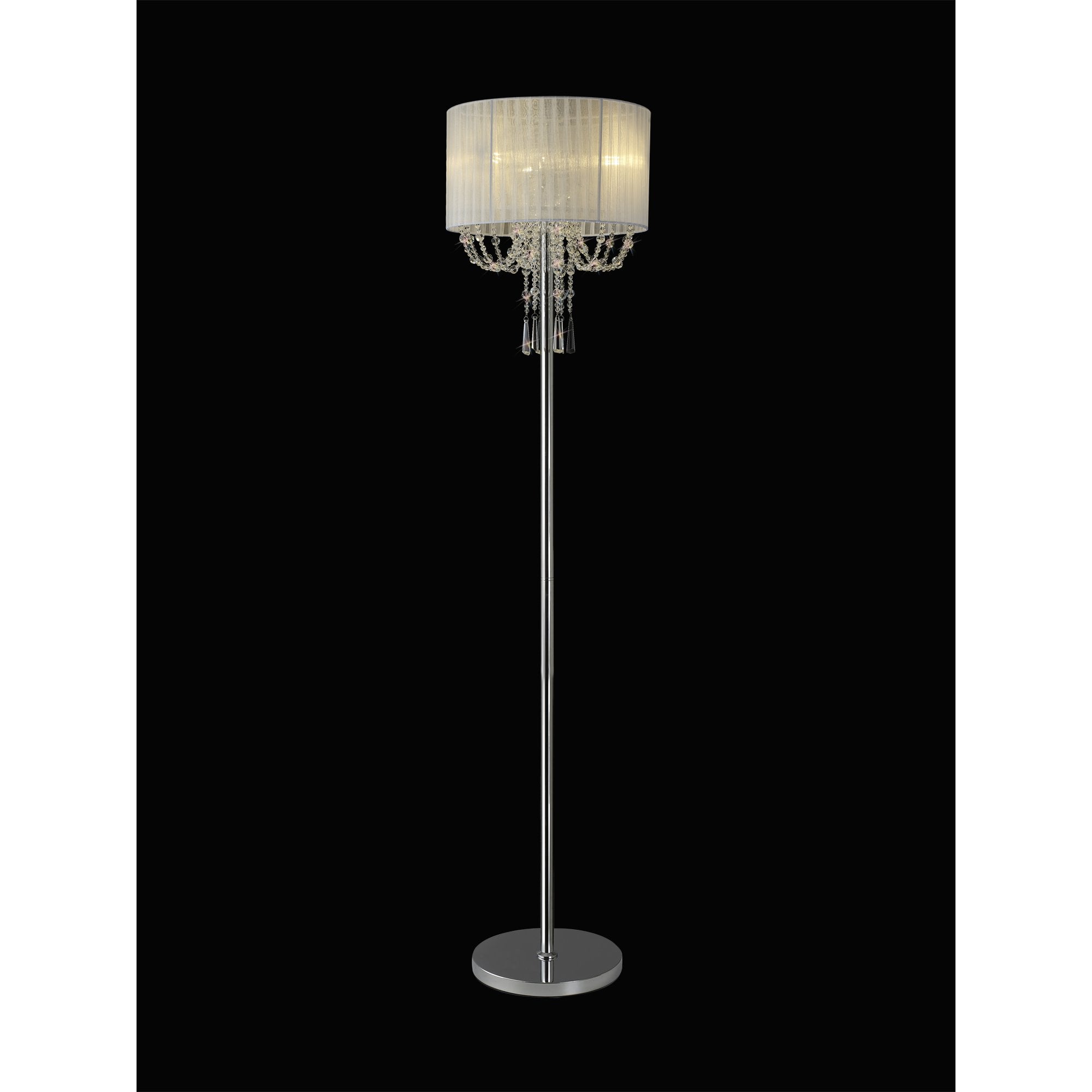 IL31762 Freida Floor Lamp White Shade 3 Light E14 Polished Chrome/Crystal