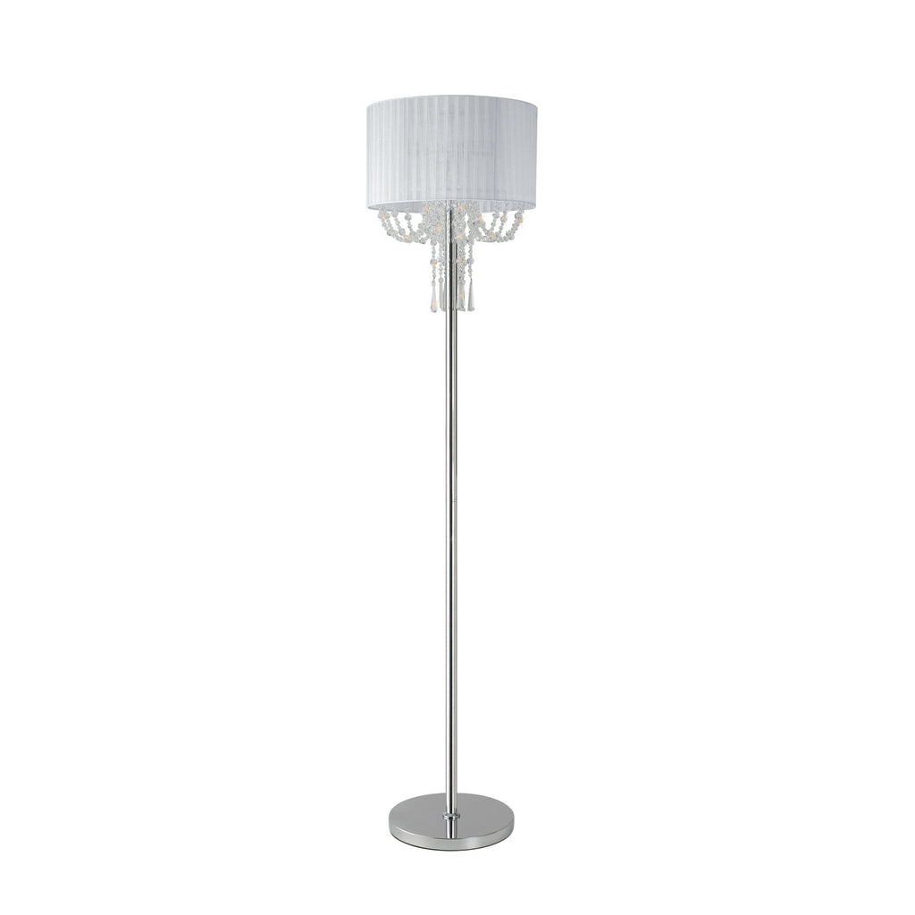 IL31762 Freida Floor Lamp White Shade 3 Light E14 Polished Chrome/Crystal