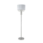 IL31762 Freida Floor Lamp White Shade 3 Light E14 Polished Chrome/Crystal