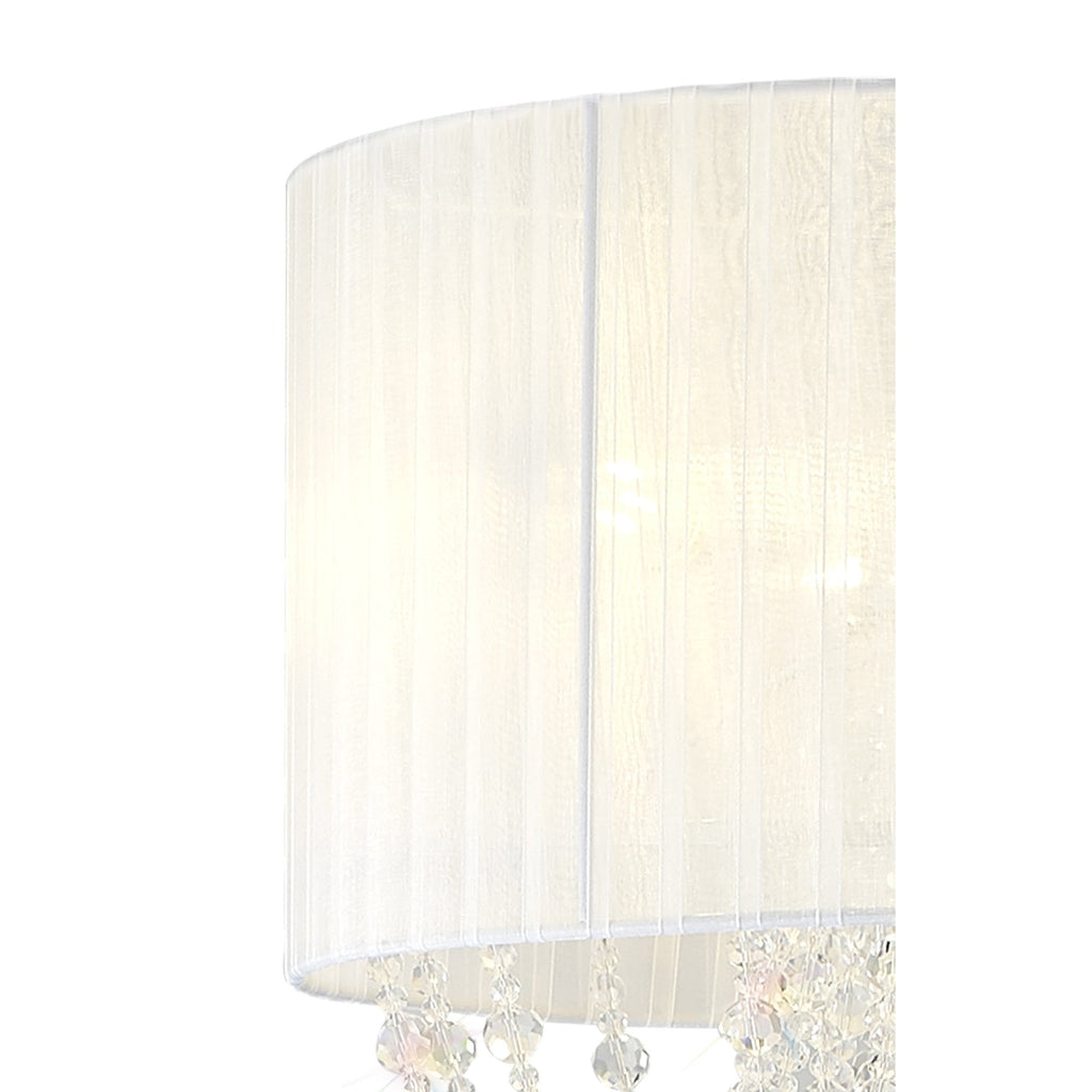 IL31762 Freida Floor Lamp White Shade 3 Light E14 Polished Chrome/Crystal