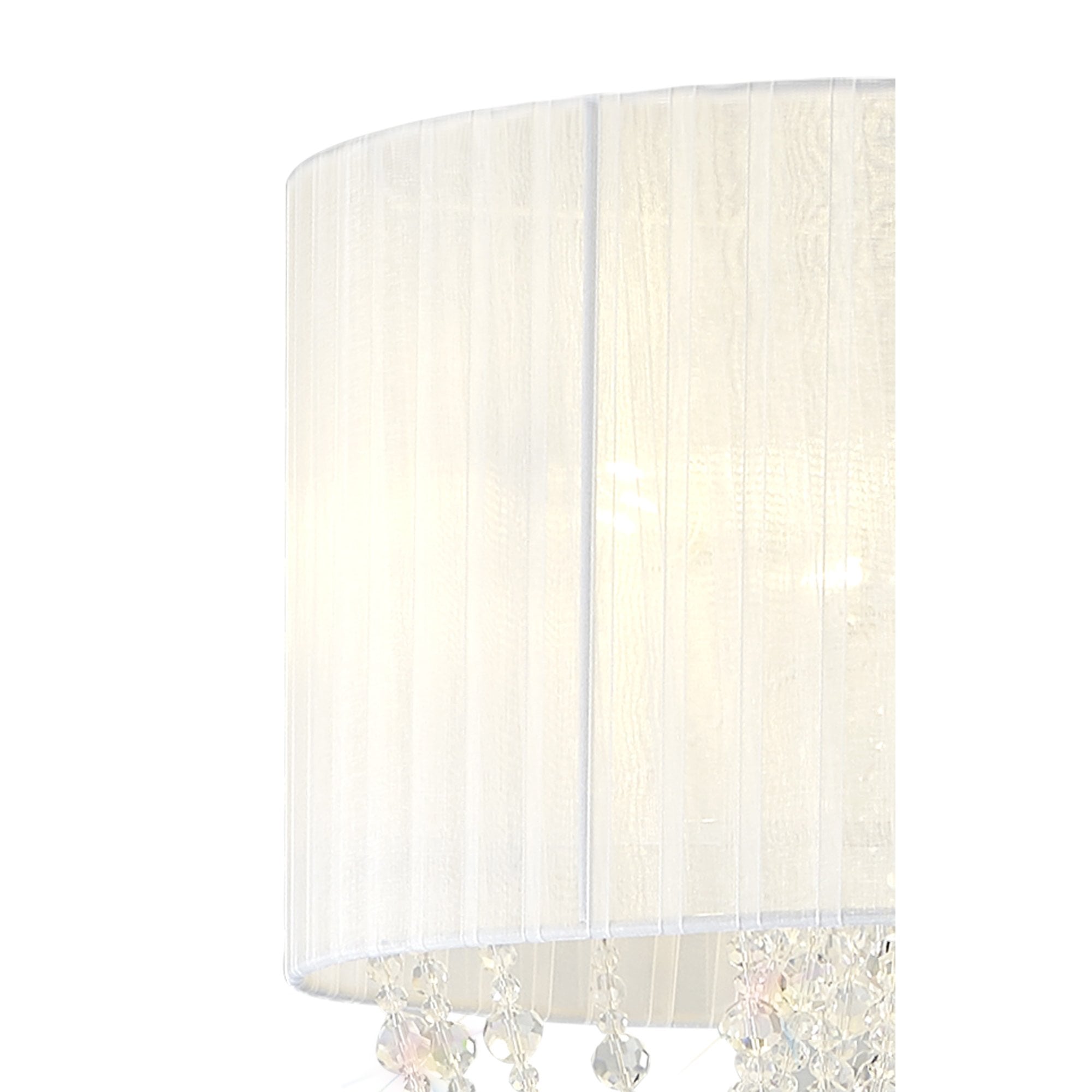 IL31762 Freida Floor Lamp White Shade 3 Light E14 Polished Chrome/Crystal