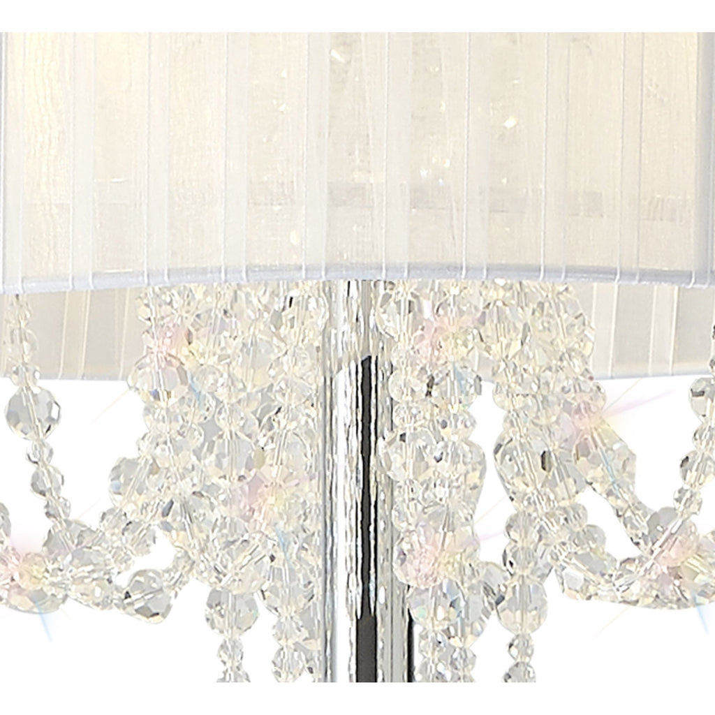 IL31762 Freida Floor Lamp White Shade 3 Light E14 Polished Chrome/Crystal