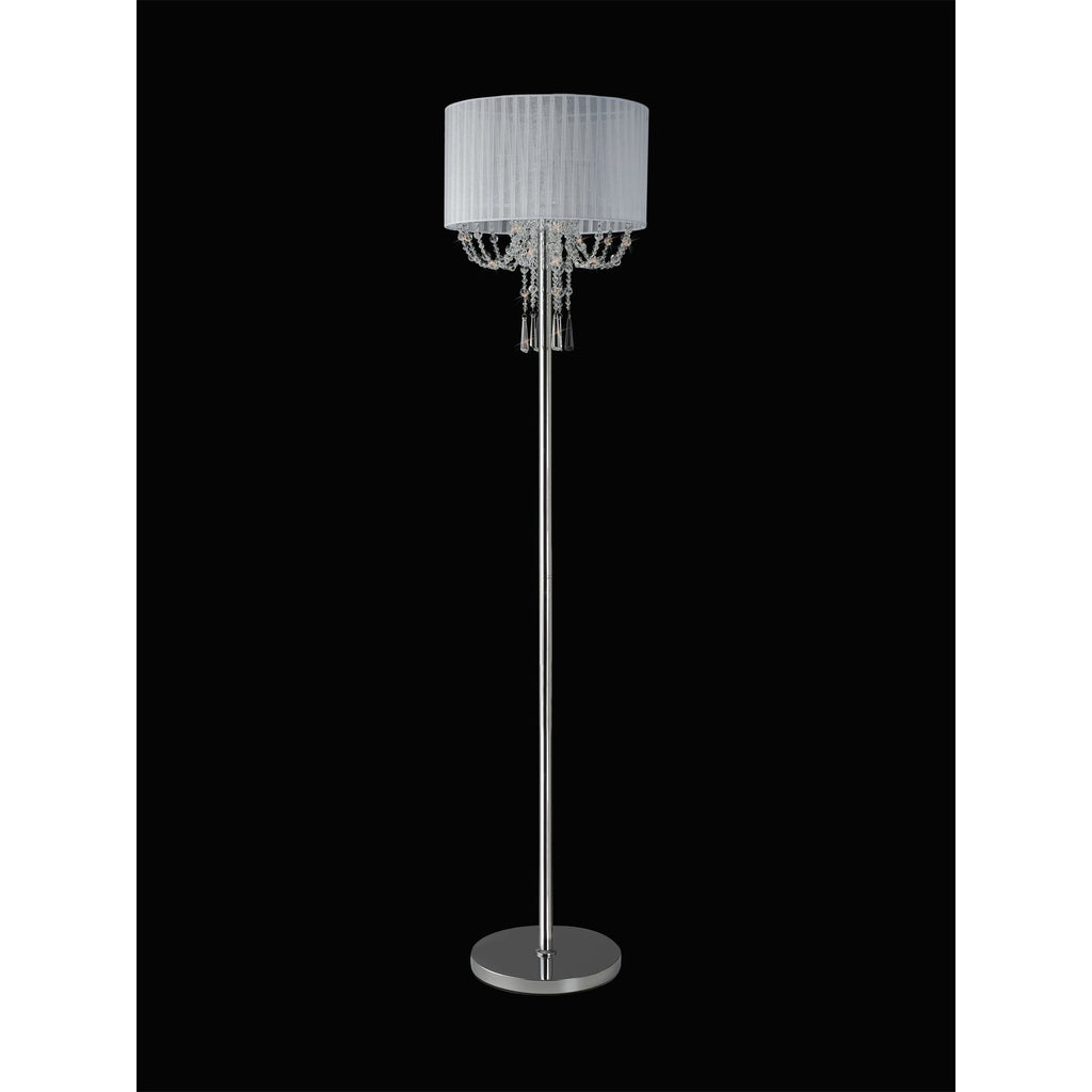 IL31762 Freida Floor Lamp White Shade 3 Light E14 Polished Chrome/Crystal
