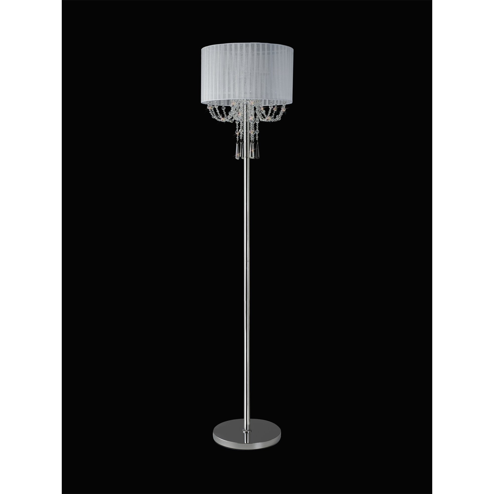 IL31762 Freida Floor Lamp White Shade 3 Light E14 Polished Chrome/Crystal