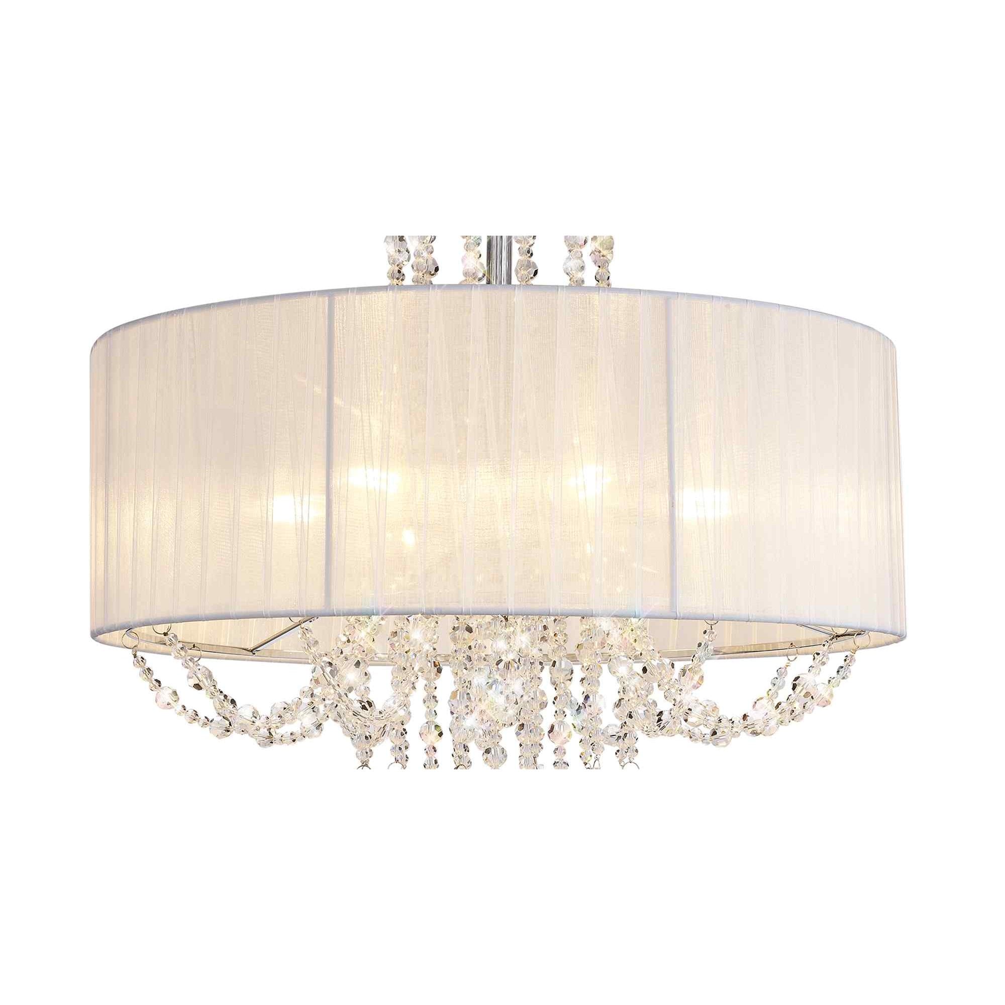 IL31747 Freida Semi Flush White Shade 6 Light E14 Polished Chrome/Crystal