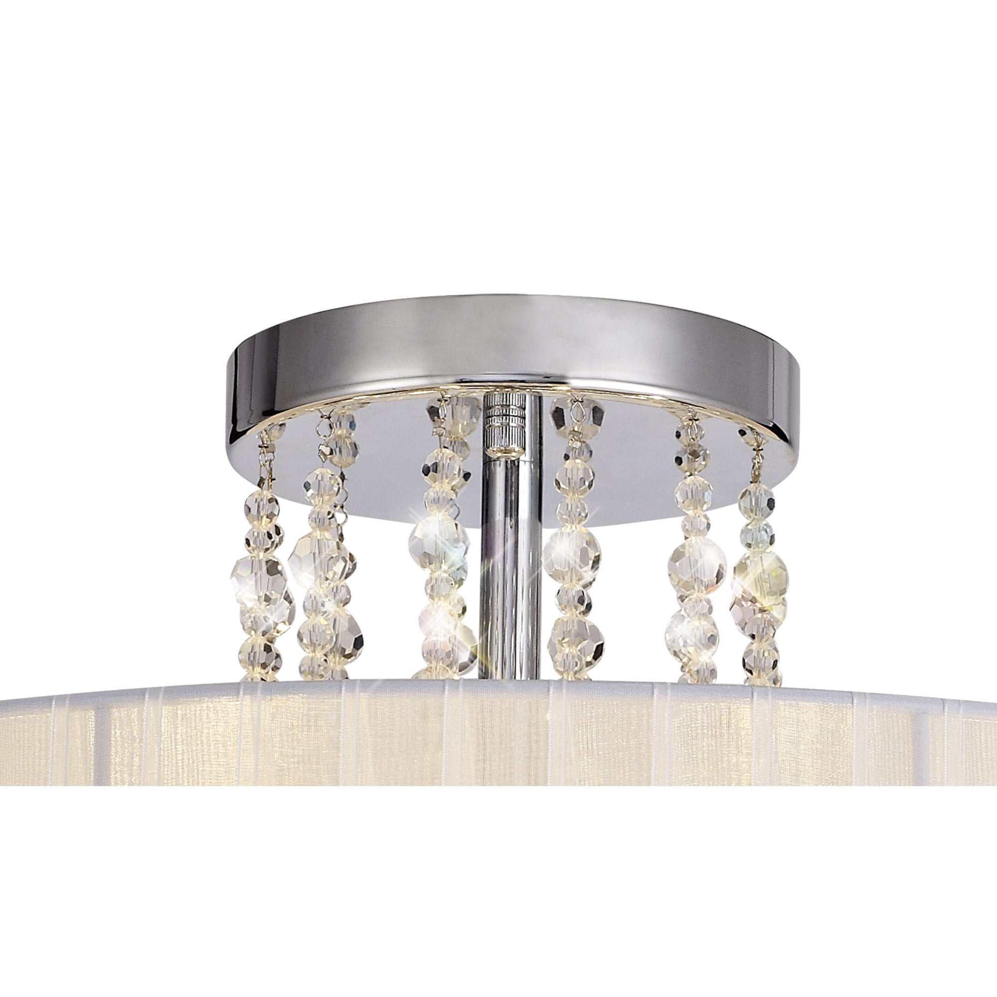 IL31747 Freida Semi Flush White Shade 6 Light E14 Polished Chrome/Crystal