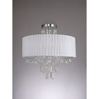 IL31747 Freida Semi Flush White Shade 6 Light E14 Polished Chrome/Crystal