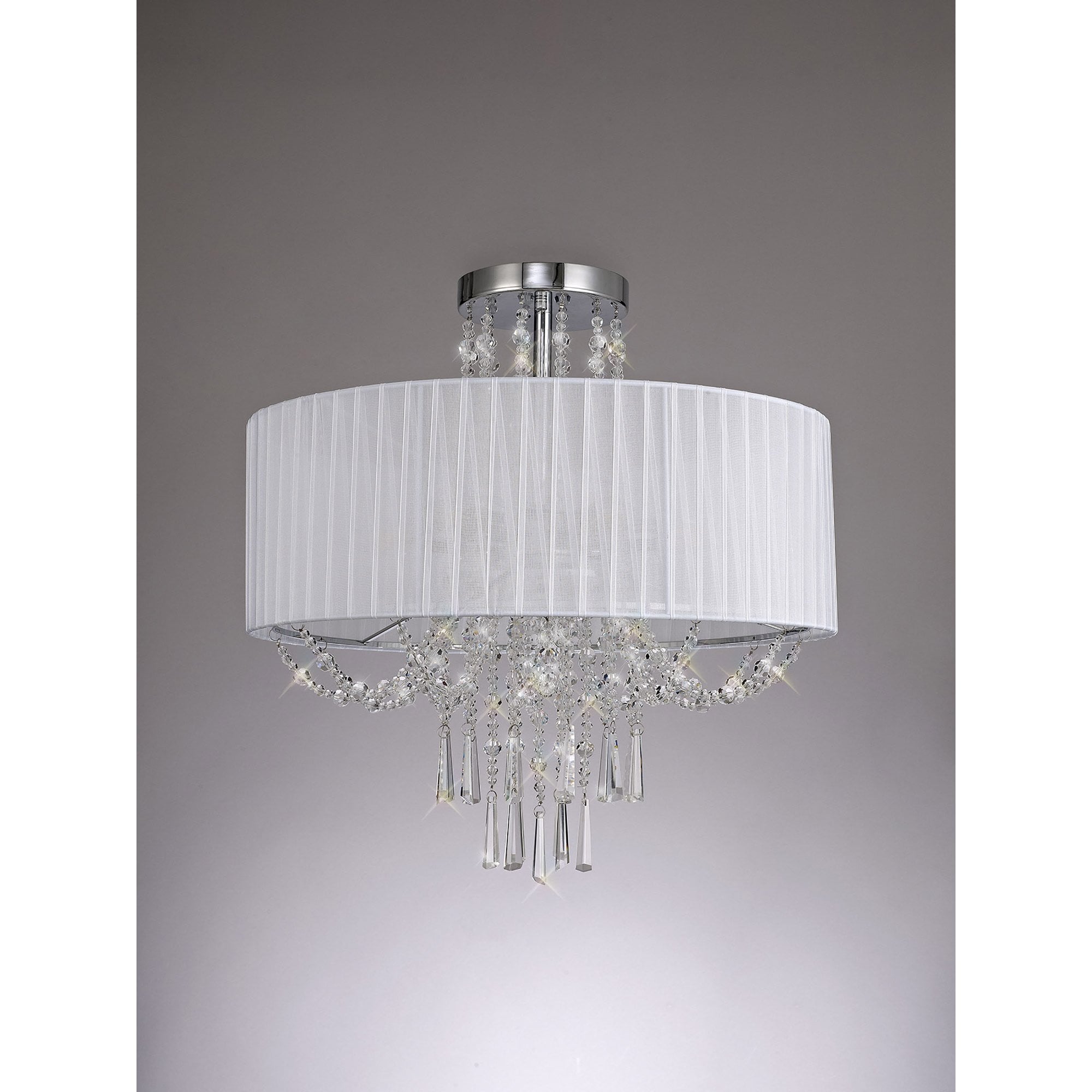 IL31747 Freida Semi Flush White Shade 6 Light E14 Polished Chrome/Crystal