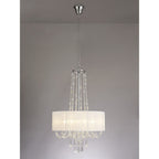 IL31748 Freida Pendant White Shade 6 Light E14 Polished Chrome/Crystal