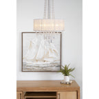 IL31748 Freida Pendant White Shade 6 Light E14 Polished Chrome/Crystal