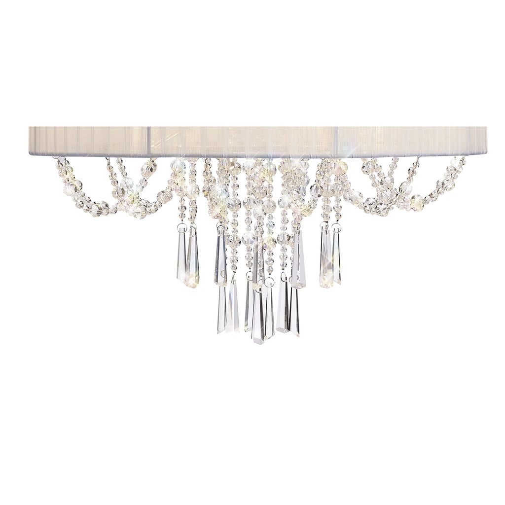 IL31748 Freida Pendant White Shade 6 Light E14 Polished Chrome/Crystal