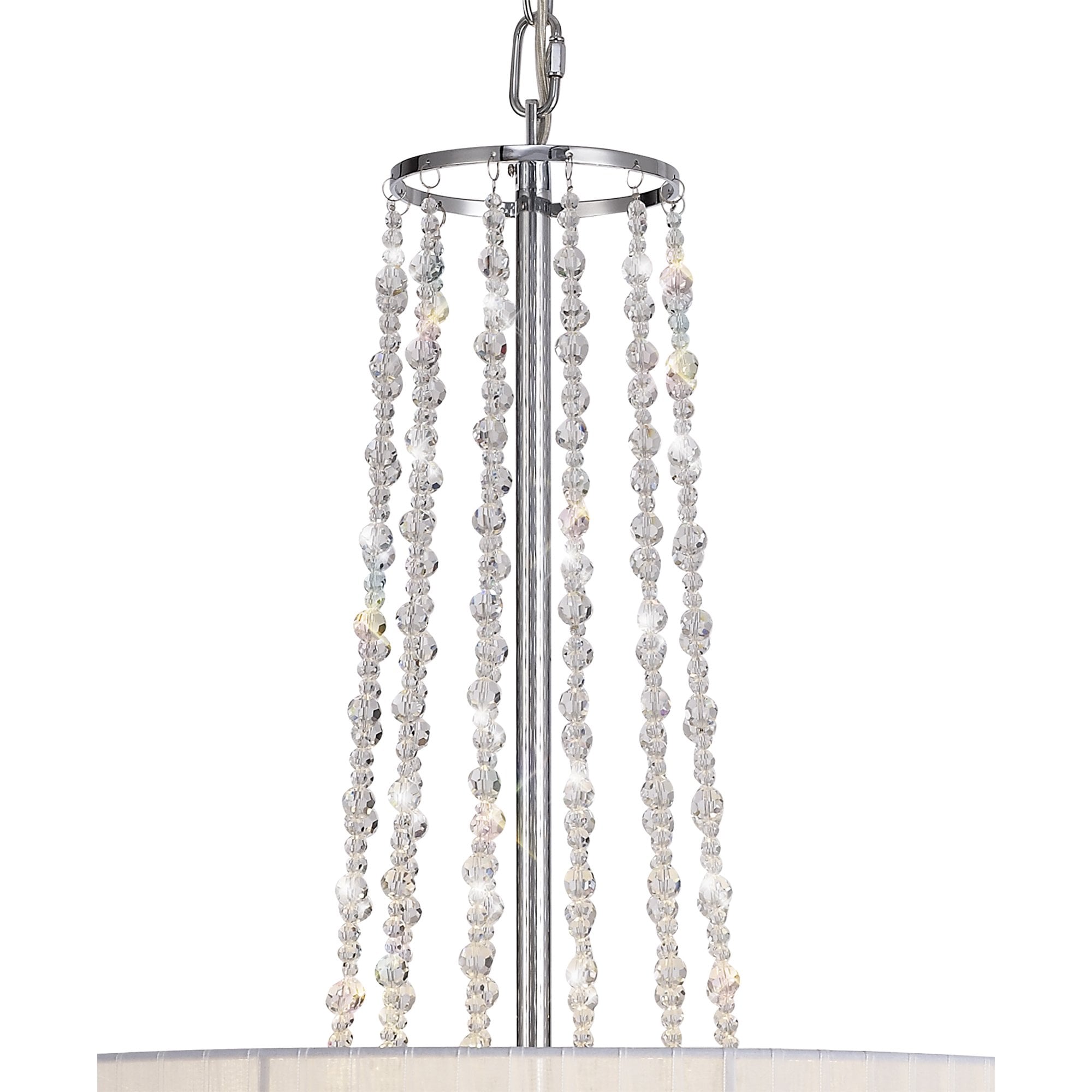 IL31748 Freida Pendant White Shade 6 Light E14 Polished Chrome/Crystal