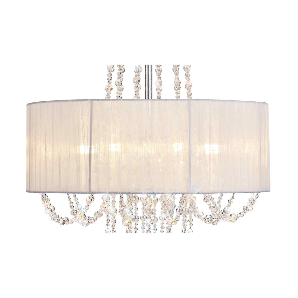 IL31748 Freida Pendant White Shade 6 Light E14 Polished Chrome/Crystal