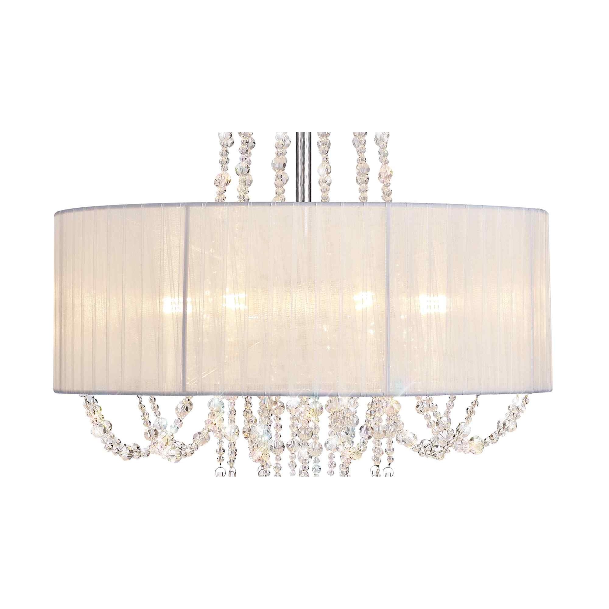 IL31748 Freida Pendant White Shade 6 Light E14 Polished Chrome/Crystal
