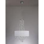 IL31748 Freida Pendant White Shade 6 Light E14 Polished Chrome/Crystal