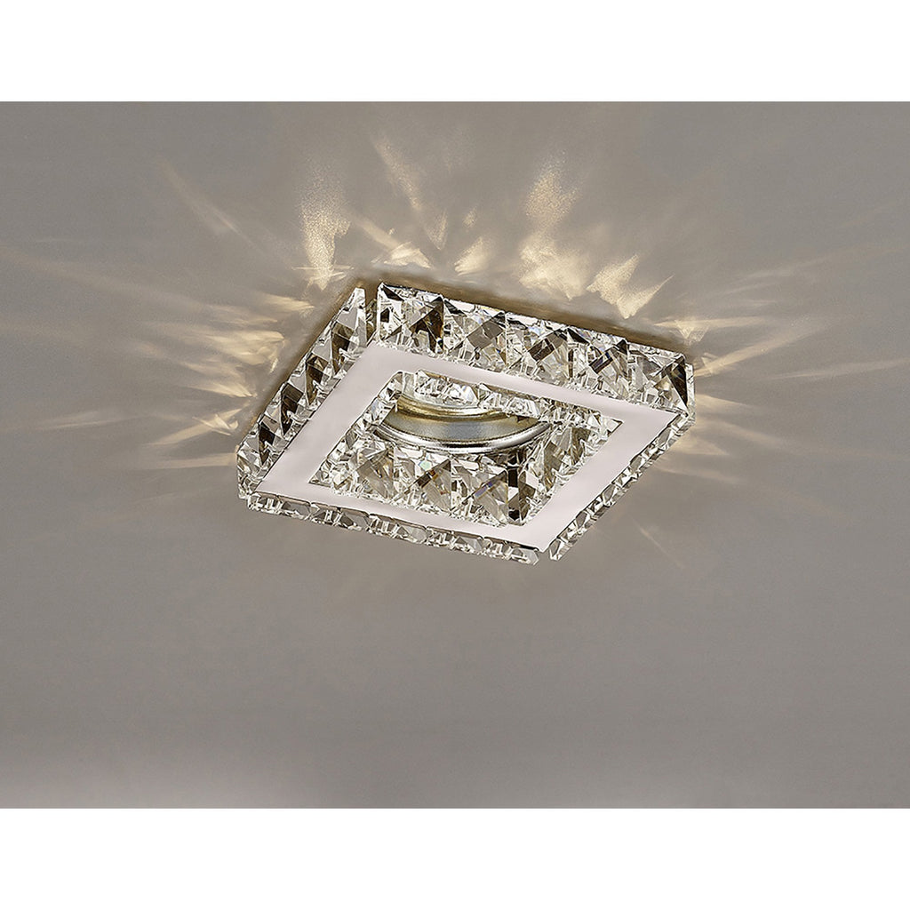 IL30837CH Galaxy GU10 Square Downlight 1 Light Polished Chrome/Crystal Cut Out: 60mm