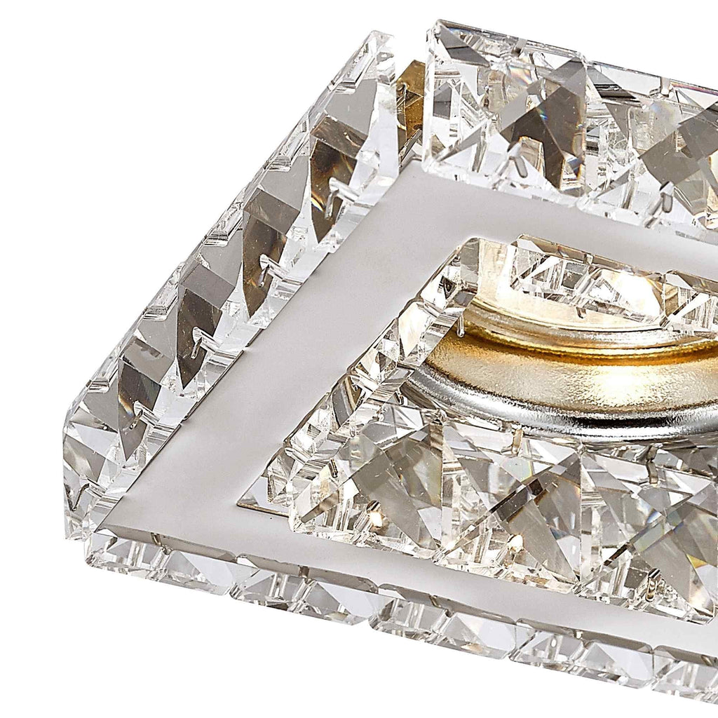 IL30837CH Galaxy GU10 Square Downlight 1 Light Polished Chrome/Crystal Cut Out: 60mm