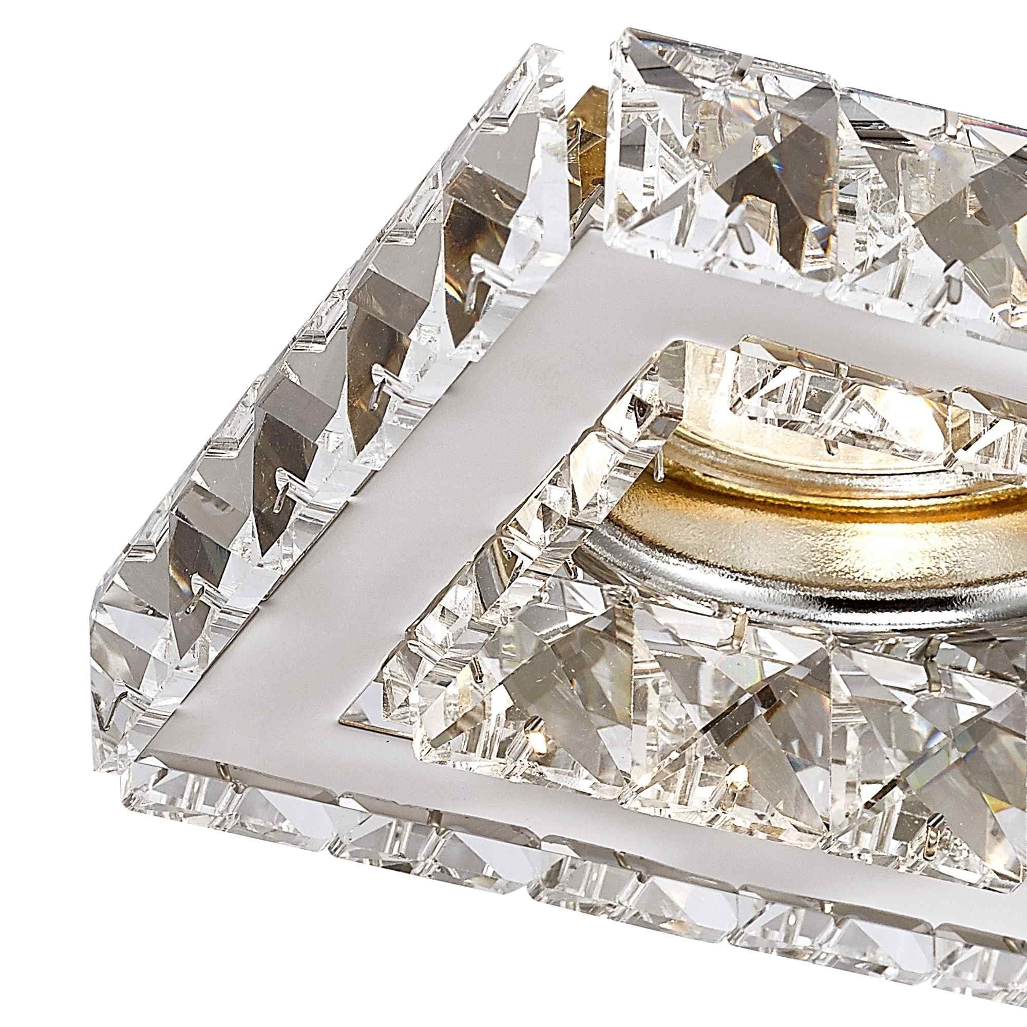 IL30837CH Galaxy GU10 Square Downlight 1 Light Polished Chrome/Crystal Cut Out: 60mm