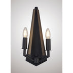 IL32680 Hilton Wall Lamp 2 Light E14 Satin Black/Dark Grey Wood
