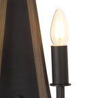 IL32680 Hilton Wall Lamp 2 Light E14 Satin Black/Dark Grey Wood