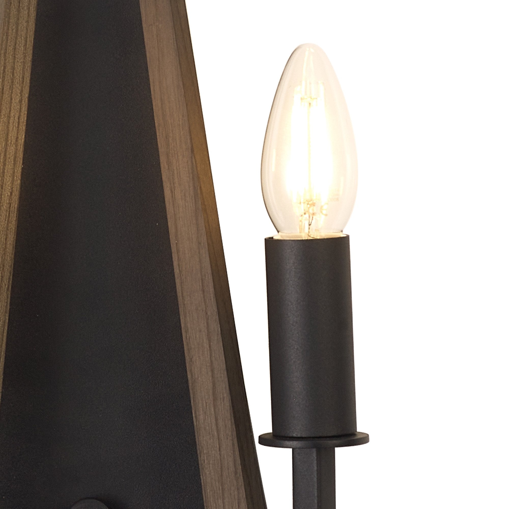 IL32680 Hilton Wall Lamp 2 Light E14 Satin Black/Dark Grey Wood