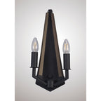 IL32680 Hilton Wall Lamp 2 Light E14 Satin Black/Dark Grey Wood