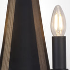 IL32680 Hilton Wall Lamp 2 Light E14 Satin Black/Dark Grey Wood