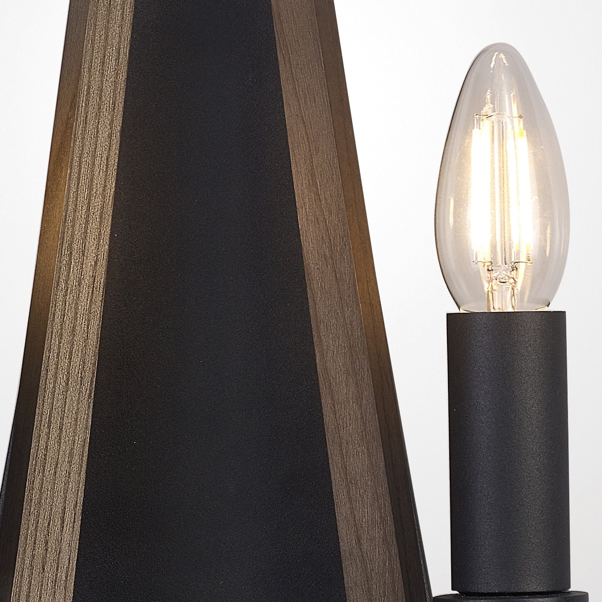 IL32680 Hilton Wall Lamp 2 Light E14 Satin Black/Dark Grey Wood