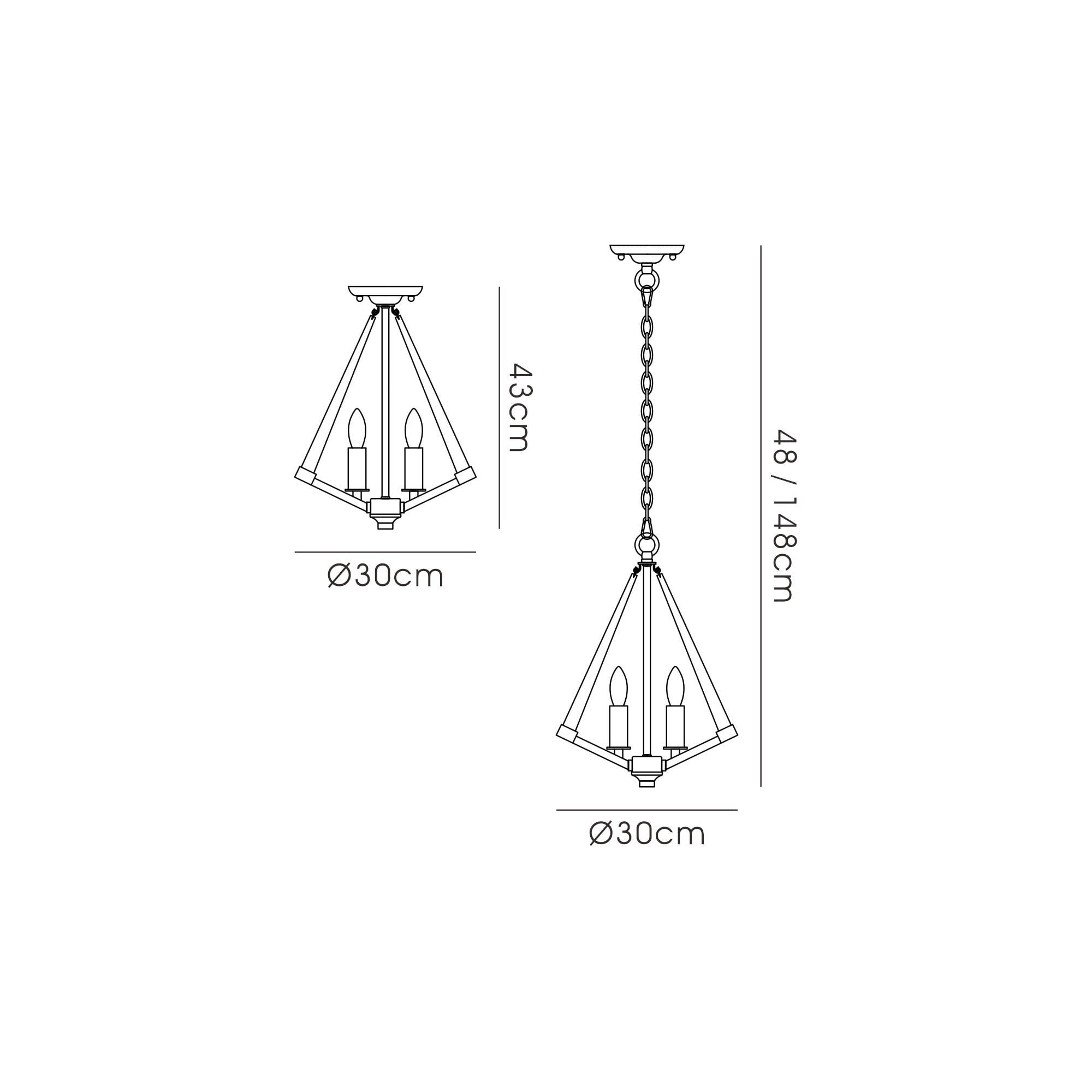 IL32681 Hilton Tetragonal Pendant 3 Light E14 Satin Black/Dark Grey Wood