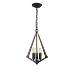 IL32681 Hilton Tetragonal Pendant 3 Light E14 Satin Black/Dark Grey Wood
