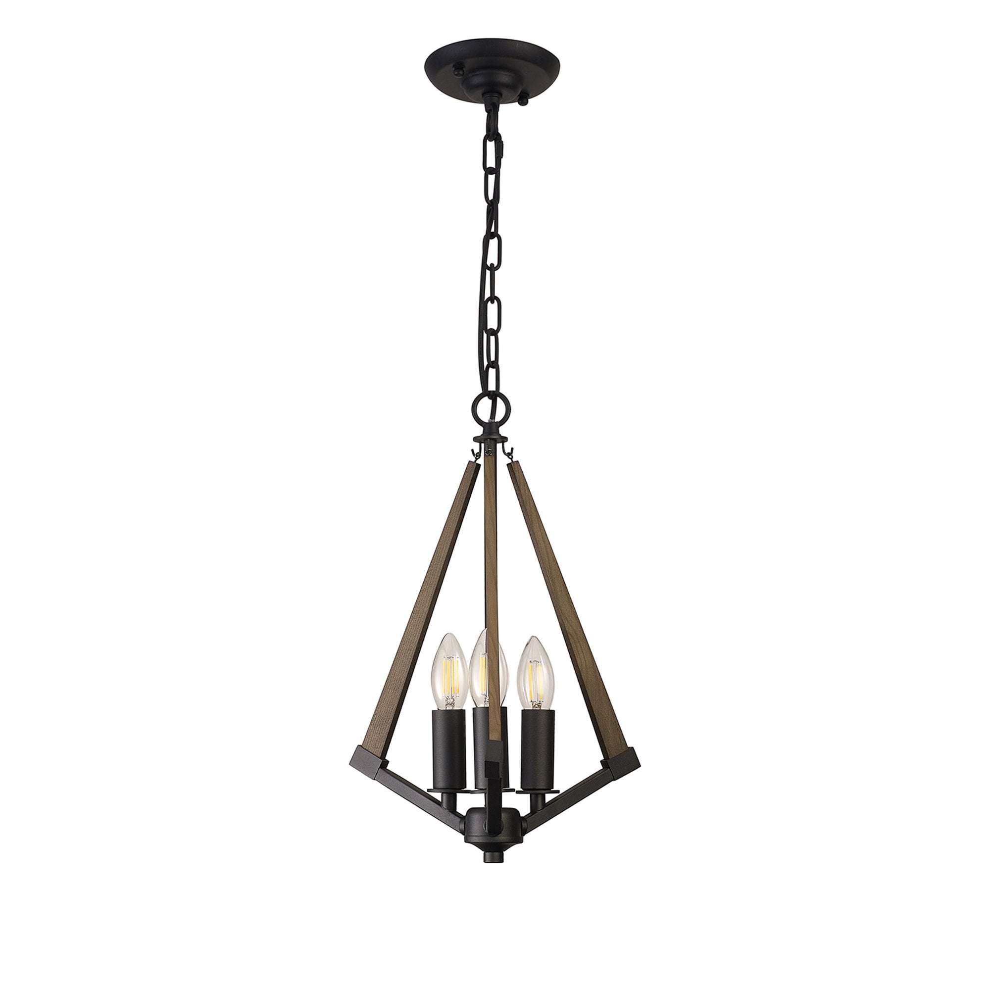 IL32681 Hilton Tetragonal Pendant 3 Light E14 Satin Black/Dark Grey Wood