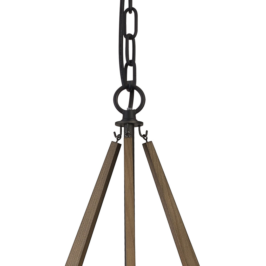 IL32681 Hilton Tetragonal Pendant 3 Light E14 Satin Black/Dark Grey Wood