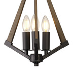 IL32681 Hilton Tetragonal Pendant 3 Light E14 Satin Black/Dark Grey Wood