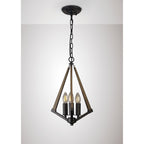 IL32681 Hilton Tetragonal Pendant 3 Light E14 Satin Black/Dark Grey Wood